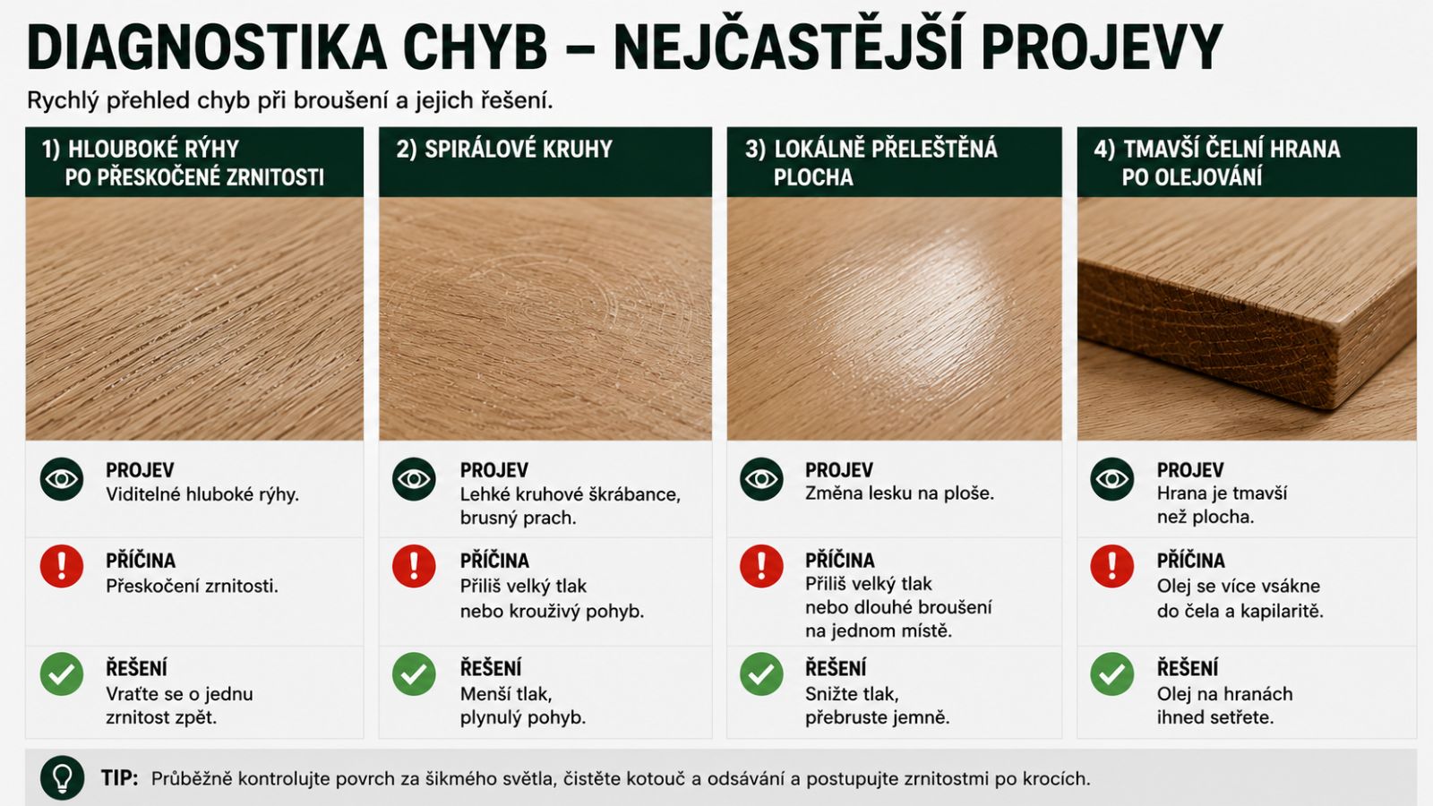 Nejčastější chyby při volbě zrnitosti a broušení dřeva